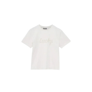 Mint Velvet Cream Cotton Cut Out Lucky T-Shirt